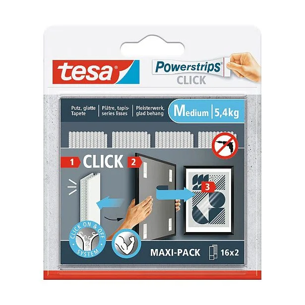 tesa Powerstrips CLICK MEDIUM 5.4kg selbstkl. Klettband 16x2 — image 1