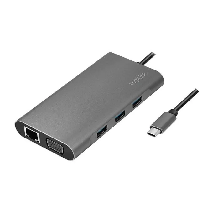 Logilink Dockingstation USB 3.2 Gen1,USB-C, 10-Port,PD,silb. — image 1
