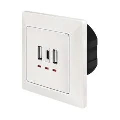 Unterputz-Steckdose, 2x USB-A, 1x USB-C