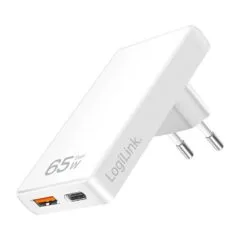 Logilink USB Steckdosenadapter 1xUSB-A, 1xUSB-C, 65W weiß