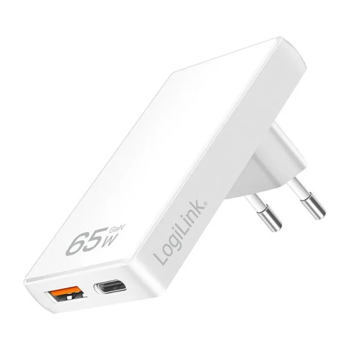 Logilink USB Steckdosenadapter 1xUSB-A, 1xUSB-C, 65W weiß — image 1