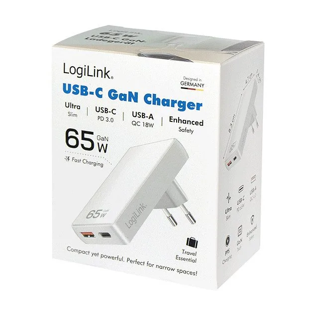 Logilink USB Steckdosenadapter 1xUSB-A, 1xUSB-C, 65W weiß — image 5