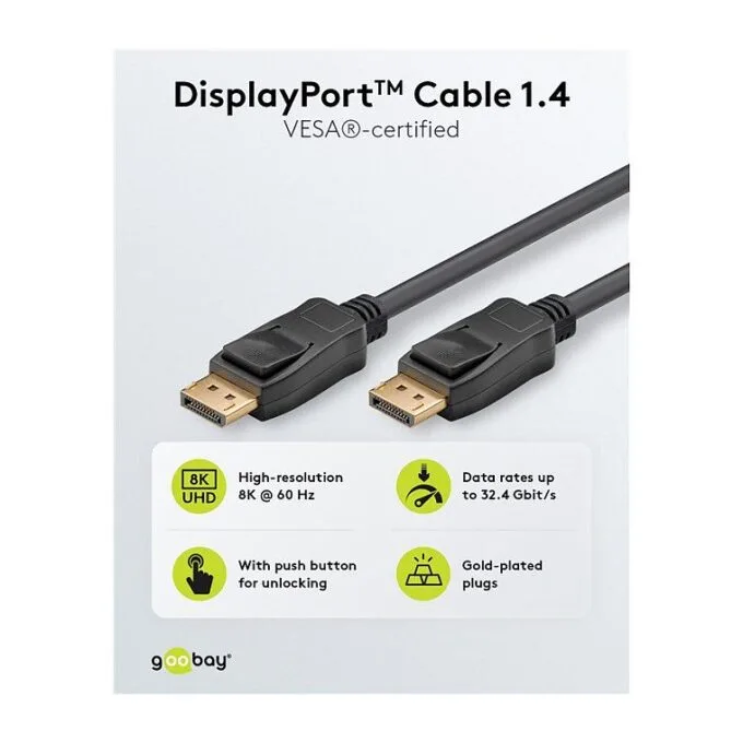 goobay DisplayPort 1.4 Kabel 2m schwarz — image 2