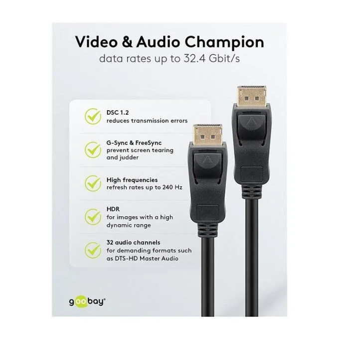 goobay DisplayPort 1.4 Kabel 2m schwarz — image 6