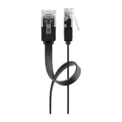 Goobay Patchkabel RJ45 Stecker > RJ45 Stecker CAT.6 U/UTP (schwarz, 1 Meter, Flachkabel)
