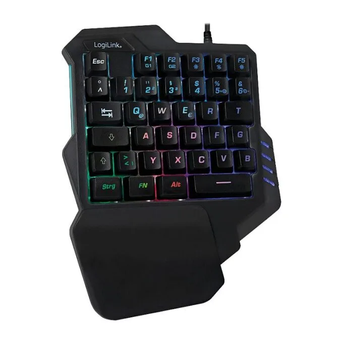 Logilink Einhand-Gaming Tastatur, beleuchtet, schwarz — image 1