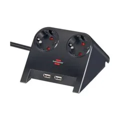 Brennenstuhl Tischsteckdose 2x 1.8m 2-USB Ports 2100mA