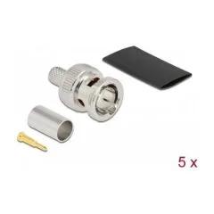 BNC Stecker 75 Ohm zum Crimpen RG59 mit passendem Schrumpfschlauch - 5 Stück