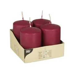 CANDLE PAPSTAR Stumpenkerzen 8 cm bordeaux