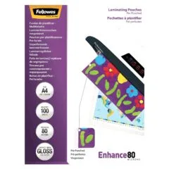Fellowes Laminierfolie Enhance A4 gestanzt 80Mikron matt 100