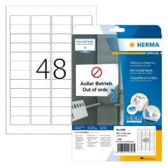 HERMA Etiketten A4 weiß 45,7x21,2 mm ablösb. Papier 1200 St.