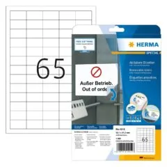 HERMA Etiketten A4 weiß 38,1x21,2 mm ablösb. Papier 1625 St.