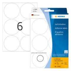 HERMA Vielzwecketiketten weiß 50 mm rund Papier 192 St.
