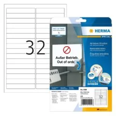HERMA Etiketten A4 weiß 96x16,9 mm ablösbar Papier 800 St.