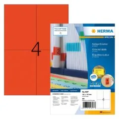 HERMA Etiketten A4 rot 105x148 mm Papier matt 400 St.