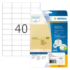 HERMA Etiketten transp. matt A4 52,5x29,7 mm Folie 1000 St.