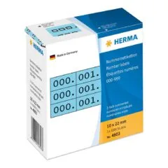 HERMA Nummernetik. 3fach selbstkl. 10x22 mm blau/schwarz
