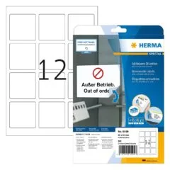 HERMA Etik. A4 weiß 60x60 mm quadr. ablösb. 300 St.
