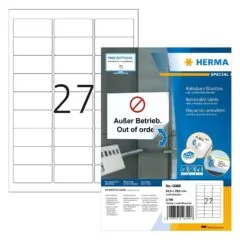 HERMA Etiketten A4 weiß 63,5x29,6 mm ablösb. Papier 2700 St.