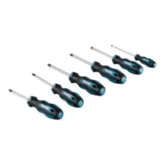 Schraubendreher-Set E-10528, 6-teilig (schwarz/blau, Ergonomisch, gummierter Handgriff)