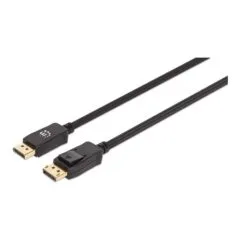 MANHATTAN 8K60Hz DisplayPort 1.4 Kabel Stecker auf Stecker 3m HDR vergoldete Kontakte Rastnase und geflochtene Ummantelung schwarz