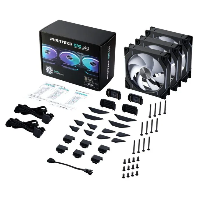 140mm Phanteks D30-140 PWM Regular DRGB schwarz/weiß 3er Pack — image 8