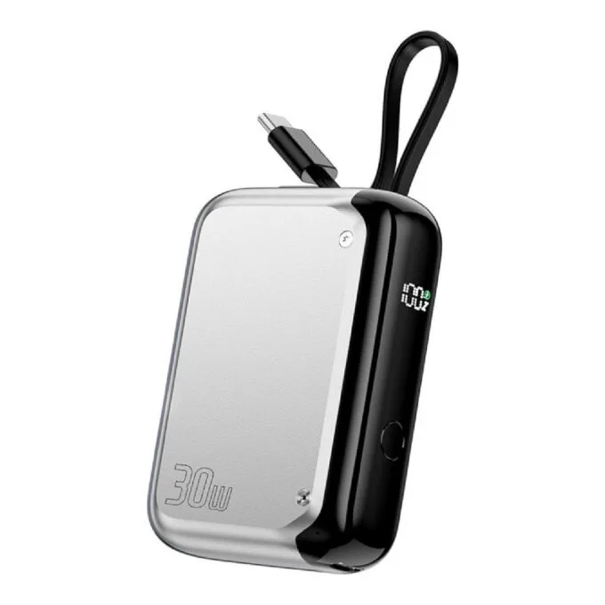4smarts Powerbank Pocket mit USB-C Kabel 10000mAh, silber — image 1