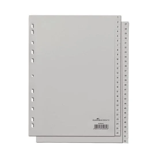 Zahlenregister A4 gepr Taben 1-52 PP volldeck. grau — image 1