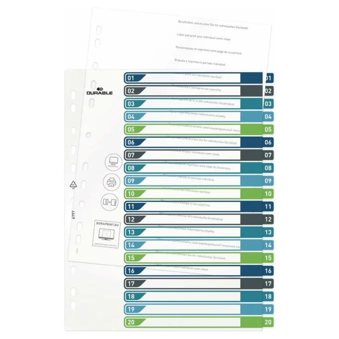 Register A4 + 20tlg. 1-20 farbige Taben+trans. Form. — image 3