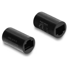 Netzwerkkabelverbinder RJ45 Kupplung Buchse zu Buchse Cat.6 Zylindrische Form schwarz
