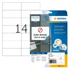 HERMA Etiketten A4 weiß 105x42,3 mm ablösbar Papier 350 St.