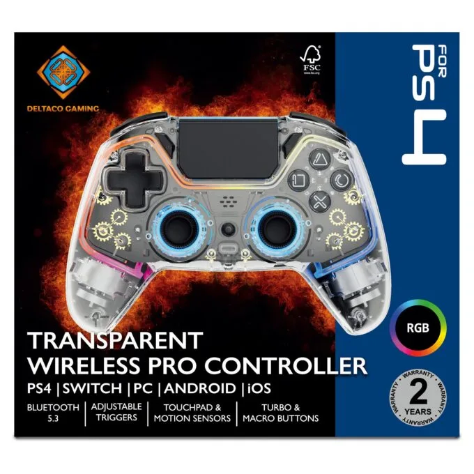 DELTACO Playstation 4 transparenter Wireless Controller — image 12