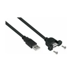 kabelmeister USB2.0 Verlängerung A-St.-Einbaub.A schw. 0,5m