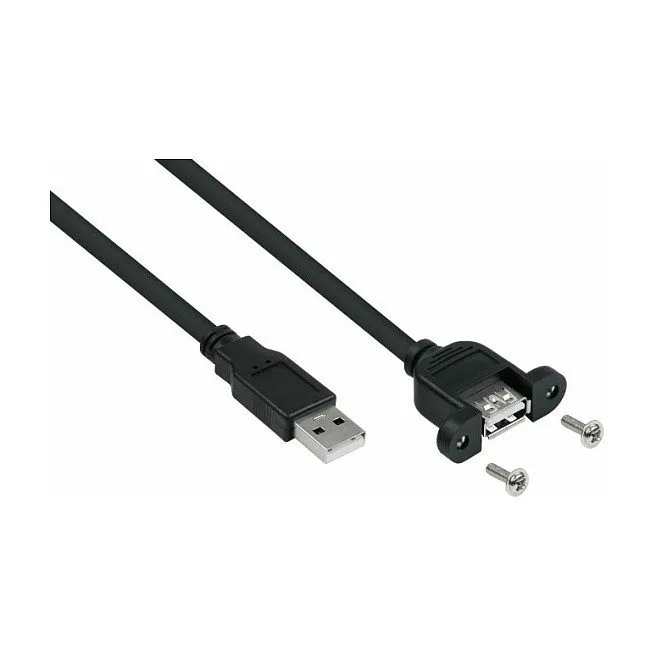 kabelmeister USB2.0 Verlängerung A-St.-Einbaub.A schw. 1m — image 1