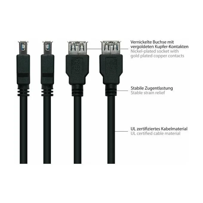 kabelmeister USB3.0 Verläng. A St.-A Bu. UL schwarz 3m — image 4