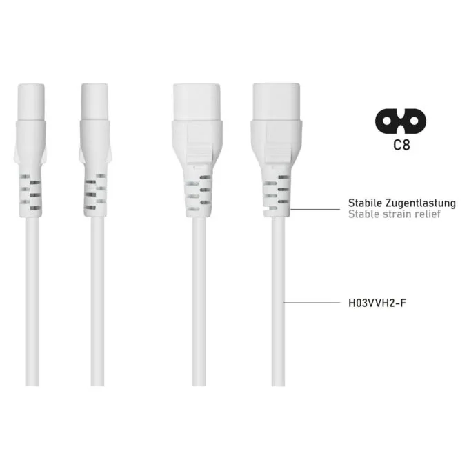 kabelmeister Euro-Verläng. Stecker C8 an C7, weiß, 0,1m — image 3