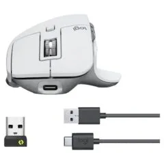 Logitech MX Master 3S, right-handed, laser, RF wireless + Bluetooth, 8000 DPI, silver, white