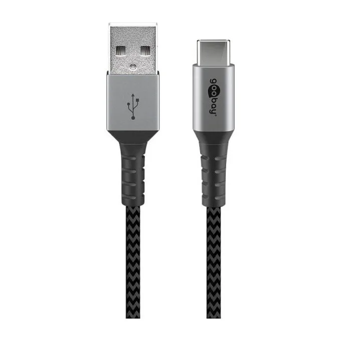 Goobay USB-C auf USB-A mit Metallsteckern, grau, 1m — image 1