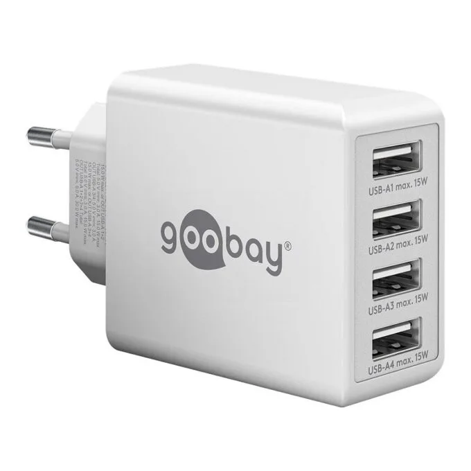 Ladegert USB A 4-fach weiss USB Steckernetzteil, 3A, 30W — image 1