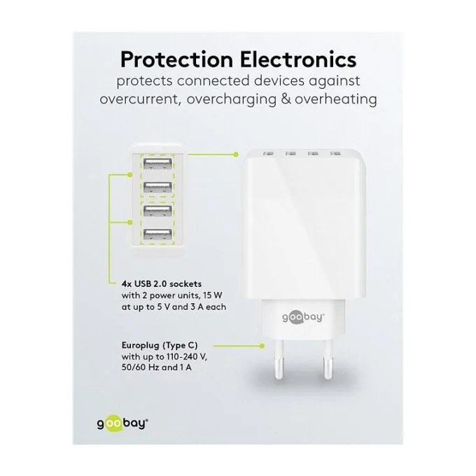Ladegert USB A 4-fach weiss USB Steckernetzteil, 3A, 30W — image 5