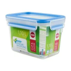 CLIP & CLOSE Frischhaltedose 1,1 Liter (transparent/blau, rechteckig, Hochformat)