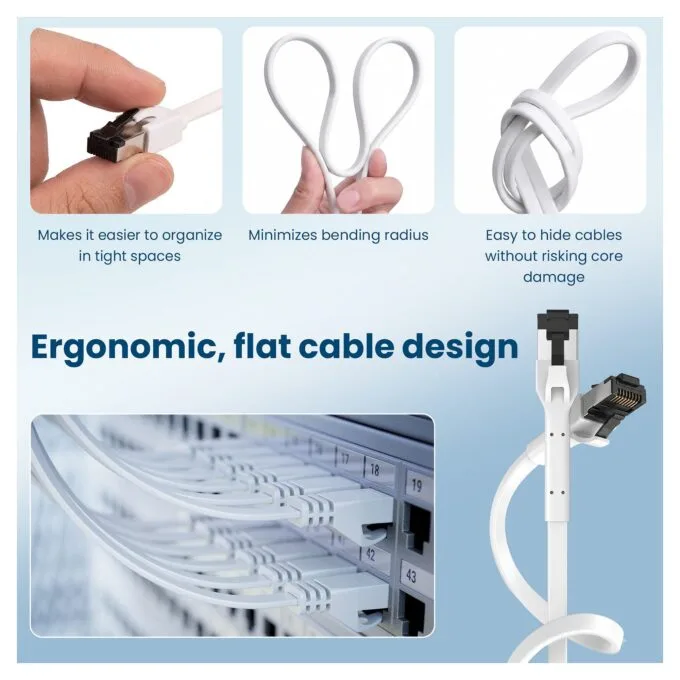 EXTRALINK LAN PATCHCORD CAT.8 U/FTP 3M 40G FLAT SHIELDED FOILED TWISTED PAIR BARE COPPER WHITE — image 16