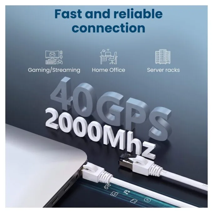 EXTRALINK LAN PATCHCORD CAT.8 U/FTP 3M 40G FLAT SHIELDED FOILED TWISTED PAIR BARE COPPER WHITE — image 18