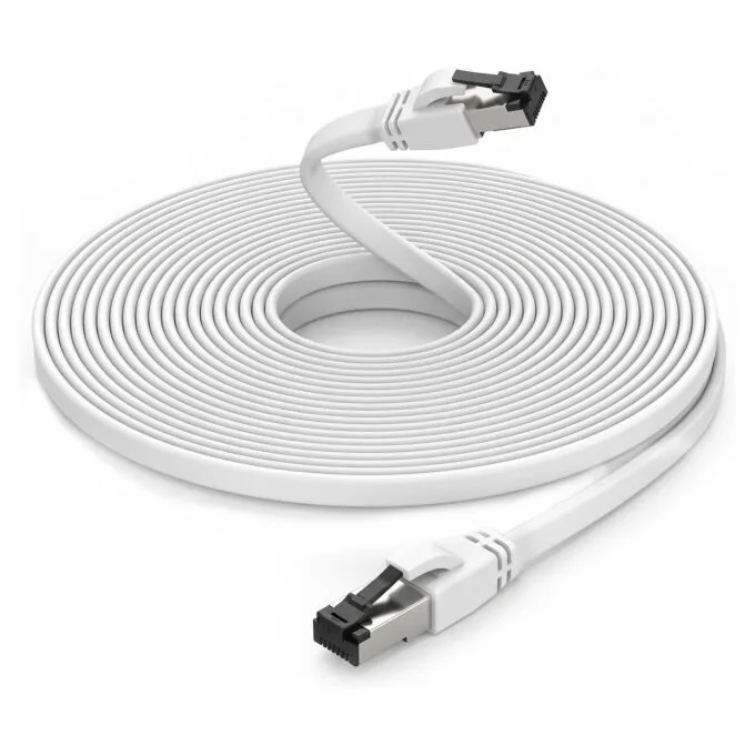 EXTRALINK LAN PATCHCORD CAT.8 U/FTP 3M 40G FLAT SHIELDED FOILED TWISTED PAIR BARE COPPER WHITE — image 7