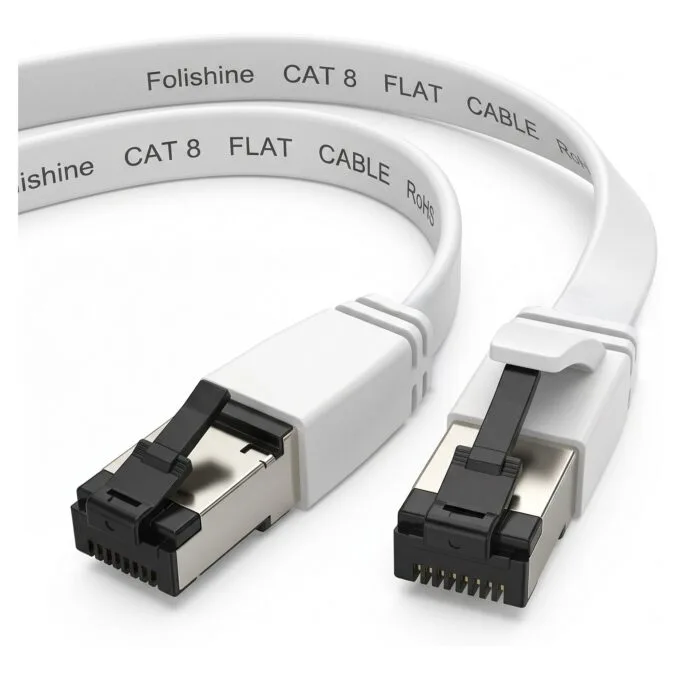 EXTRALINK LAN PATCHCORD CAT.8 U/FTP 3M 40G FLAT SHIELDED FOILED TWISTED PAIR BARE COPPER WHITE — image 8
