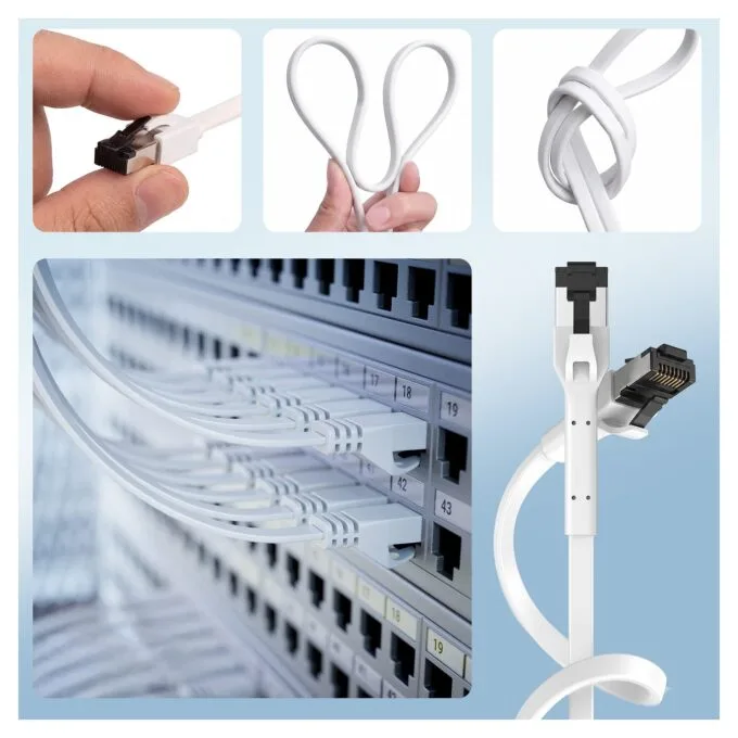 EXTRALINK LAN PATCHCORD CAT.8 U/FTP 3M 40G FLAT SHIELDED FOILED TWISTED PAIR BARE COPPER WHITE — image 10