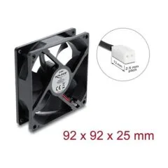 Delock Axiallüfter 48 V DC, 92 x 92 x 25 mm mit 2 Pin Lüfteranschluss schwarz