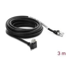 Delock GigE Kamera Kabel RJ45 Stecker 90° gewinkelt mit Schrauben, Steckerlänge 28 mm zu RJ45 Stecker Cat.6 S/FTP 3 m schwarz