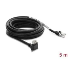 Delock GigE Kamera Kabel RJ45 Stecker 90° gewinkelt mit Schrauben, Steckerlänge 28 mm zu RJ45 Stecker Cat.6 S/FTP 5 m schwarz