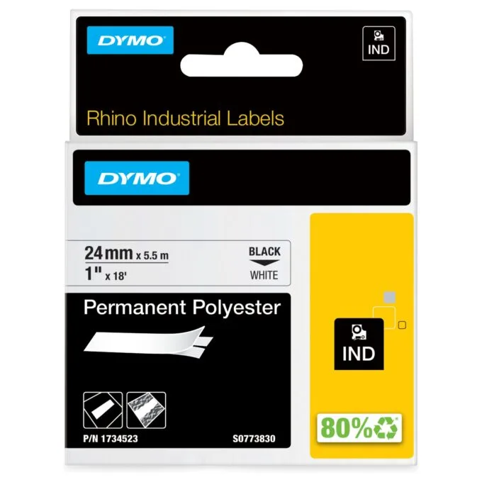 Dymo Rhino 6000+ Perm. Polyester 24 mm x 5,5 m schwarz auf trans. — image 1